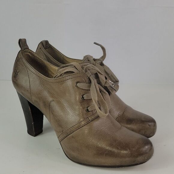 Frye Miranda Lace Leather Heels Distressed Booties - Picture 1 of 16